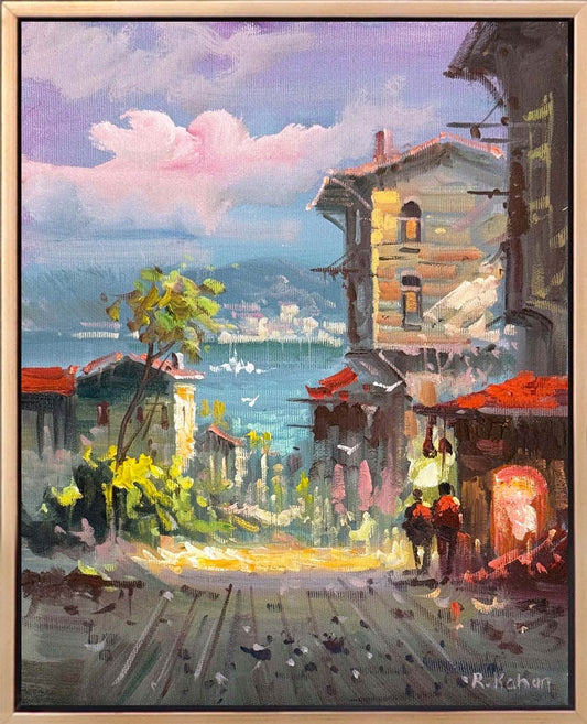 Denize Açılan Sokak Yağlı Boya Tablosu