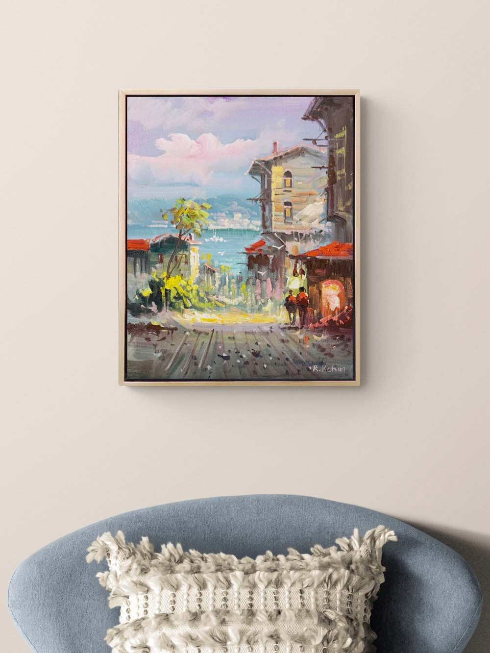 Denize Açılan Sokak Yağlı Boya Tablosu