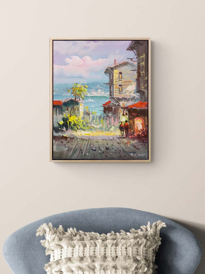 Denize Açılan Sokak Yağlı Boya Tablosu