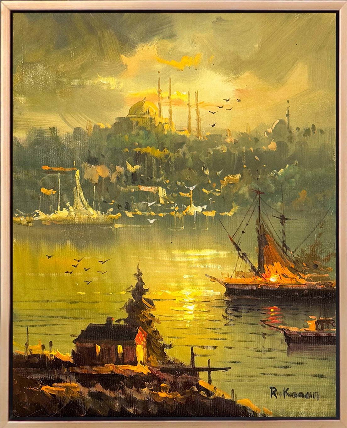 Rıhtımdan Boğaza Yağlı Boya Tablosu