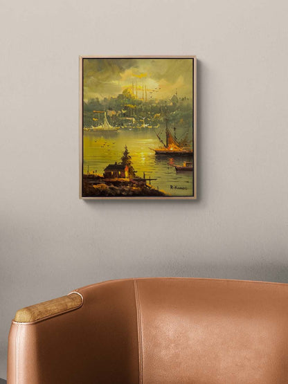 Rıhtımdan Boğaza Yağlı Boya Tablosu