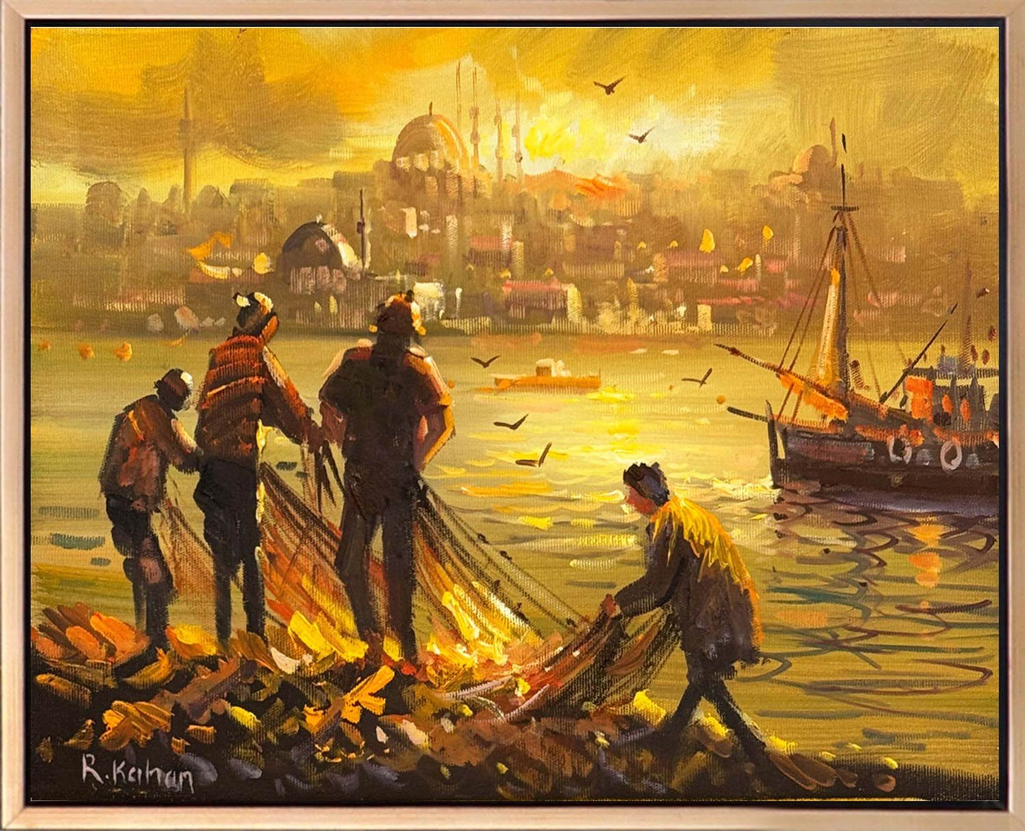 Seher Vakti Balıkçılar Yağlı Boya Tablosu