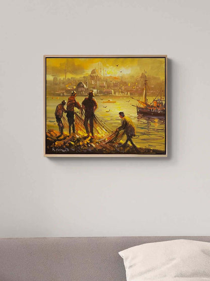 Seher Vakti Balıkçılar Yağlı Boya Tablosu