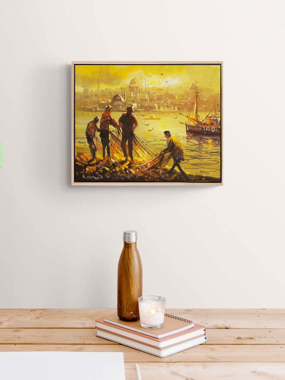 Seher Vakti Balıkçılar Yağlı Boya Tablosu