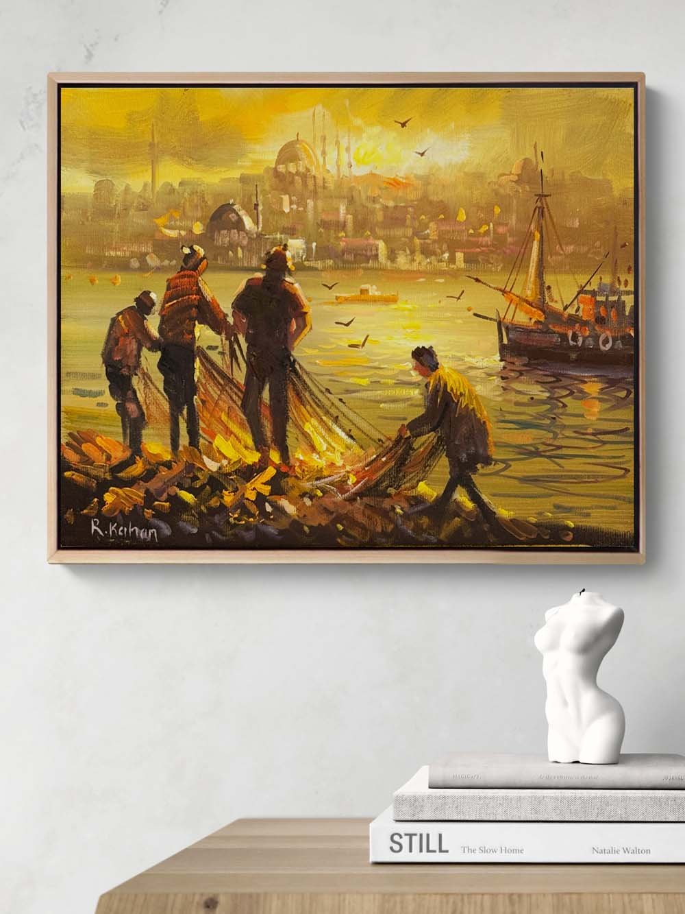 Seher Vakti Balıkçılar Yağlı Boya Tablosu