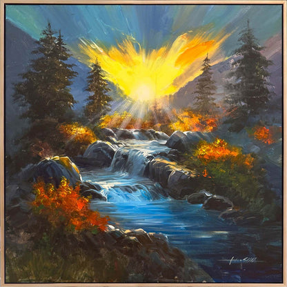 Şelalenin Şarıkısı Yağlı Boya Tablosu