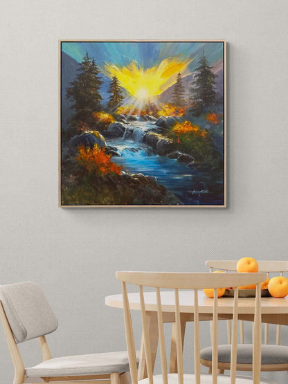 Şelalenin Şarıkısı Yağlı Boya Tablosu