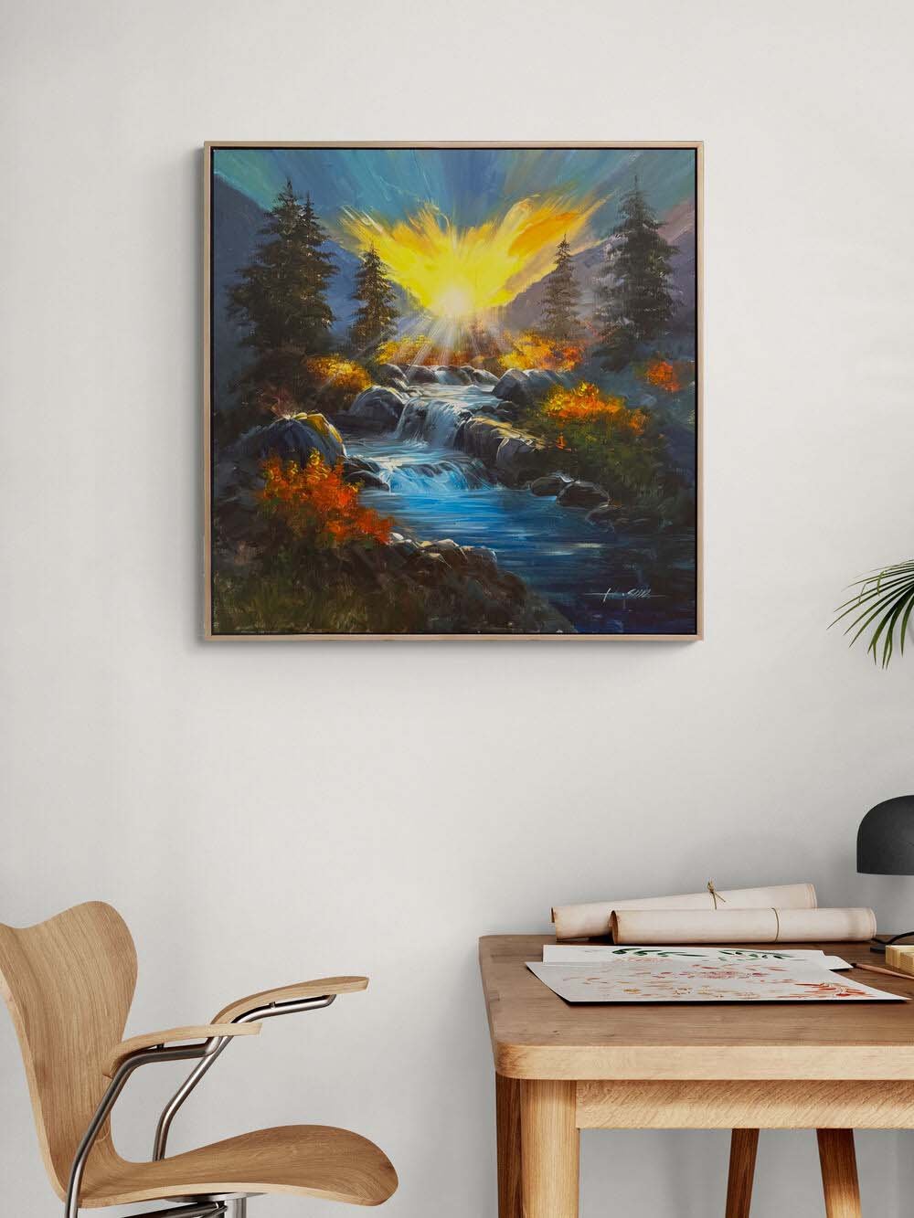 Şelalenin Şarıkısı Yağlı Boya Tablosu