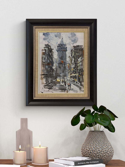 Eskilerde Galata Kulesi Yağlı Boya Tablosu