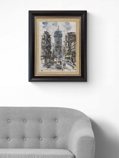 Eskilerde Galata Kulesi Yağlı Boya Tablosu