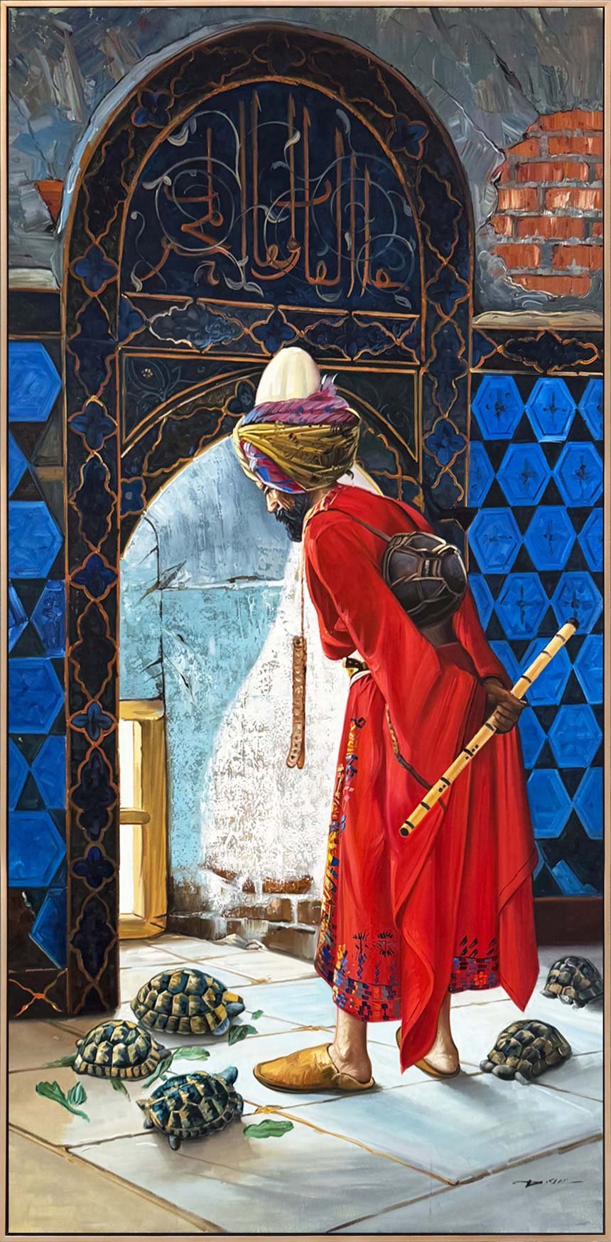 Kaplumbağa Terbiyecisi Hatırası Yağlı Boya Tablosu