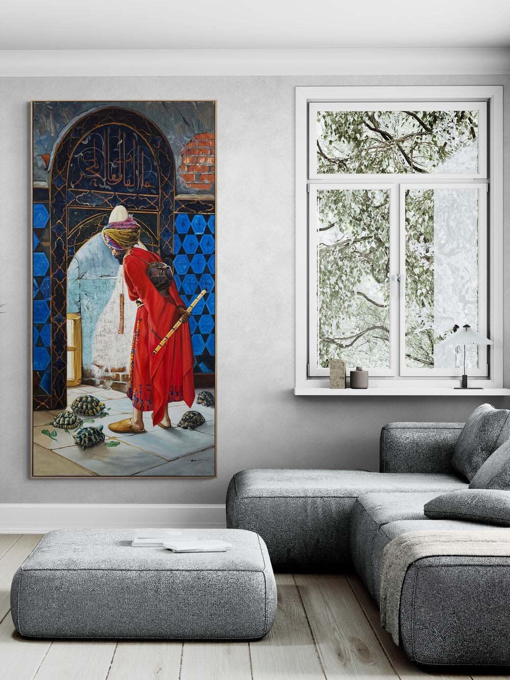 Kaplumbağa Terbiyecisi Hatırası Yağlı Boya Tablosu