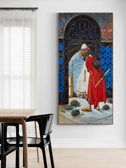 Kaplumbağa Terbiyecisi Hatırası Yağlı Boya Tablosu