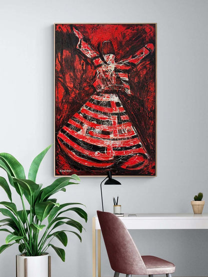 Sessiz Zikirde Semazen Yağlı Boya Tablosu