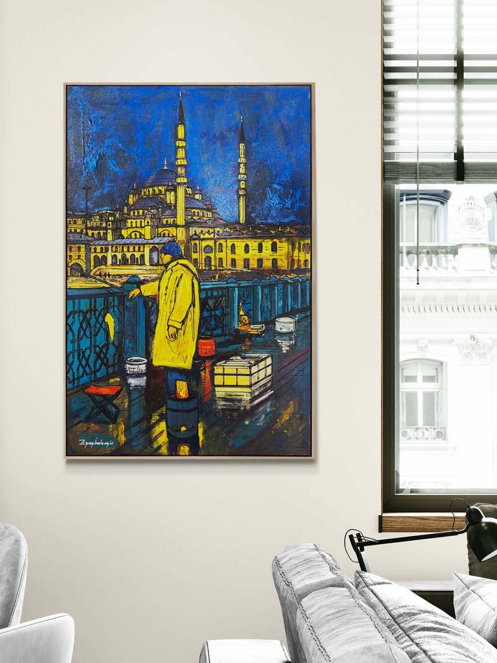 Eminönü'de Balıkçı Yağlı Boya Tablosu