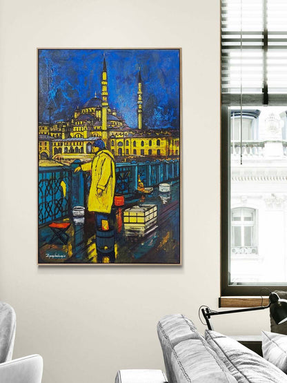 Eminönü'de Balıkçı Yağlı Boya Tablosu