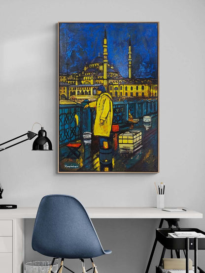 Eminönü'de Balıkçı Yağlı Boya Tablosu