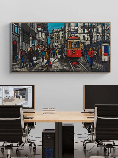 Zamanın İçinden İstiklal Yağlı Boya Tablosu