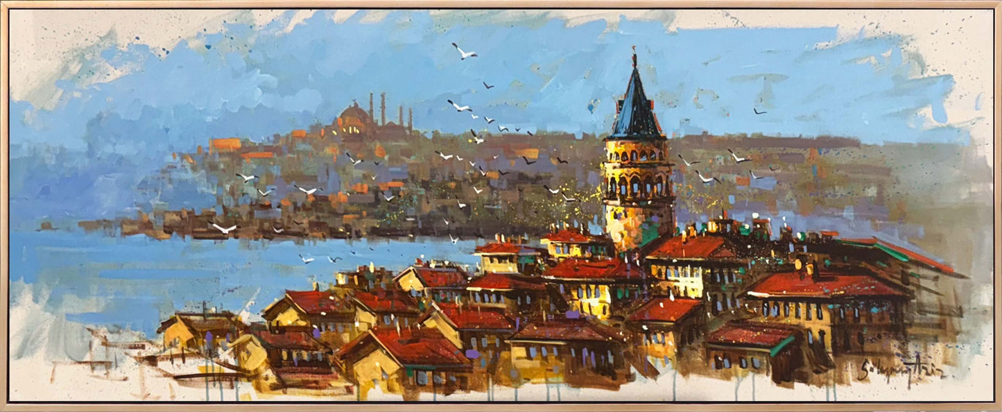 Galata’dan İstanbul’a Bakış Yağlı Boya Tablosu