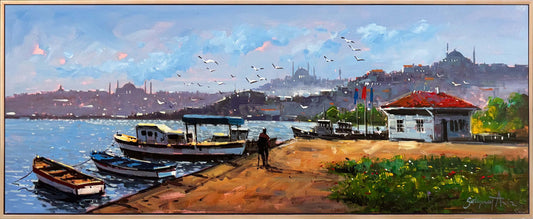 Gündoğarken Boğaz Yağlı Boya Tablosu