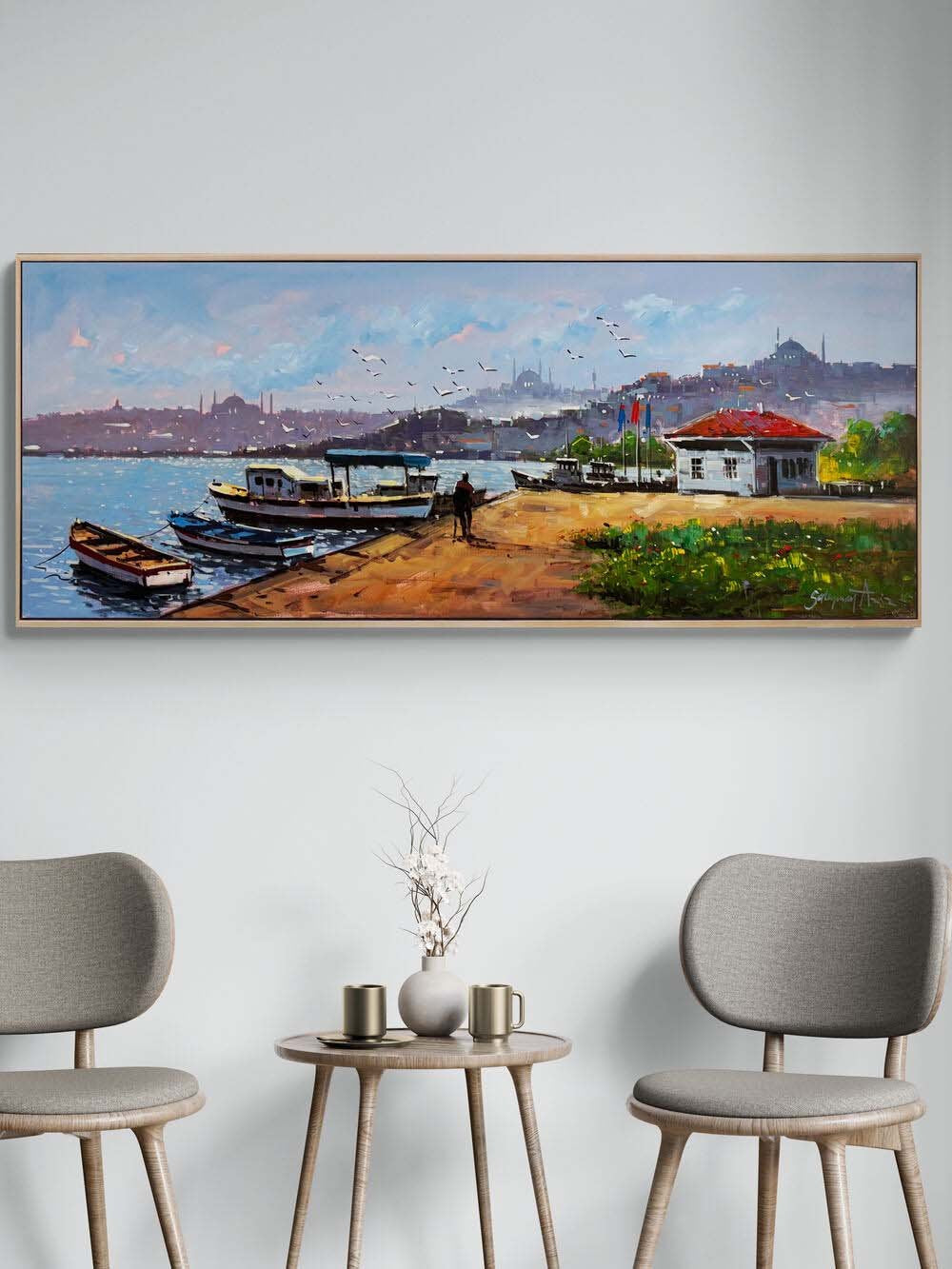 Gündoğarken Boğaz Yağlı Boya Tablosu