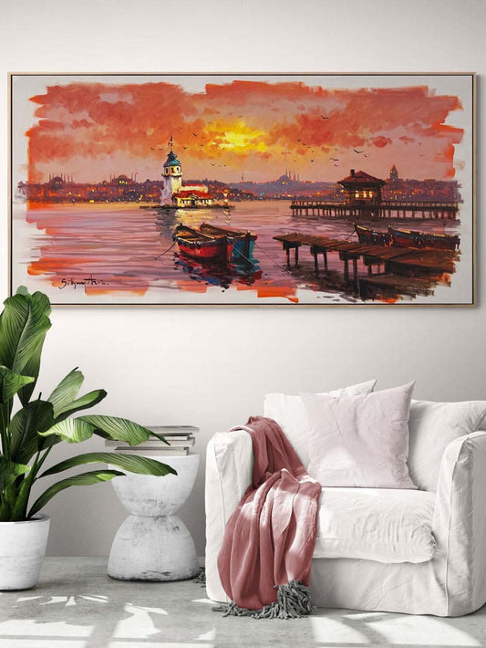 Denizin Ortasında Bir Kule Yağlı Boya Tablosu