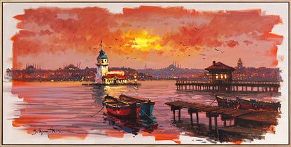 Denizin Ortasında Bir Kule Yağlı Boya Tablosu