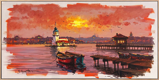 Denizin Ortasında Bir Kule Yağlı Boya Tablosu