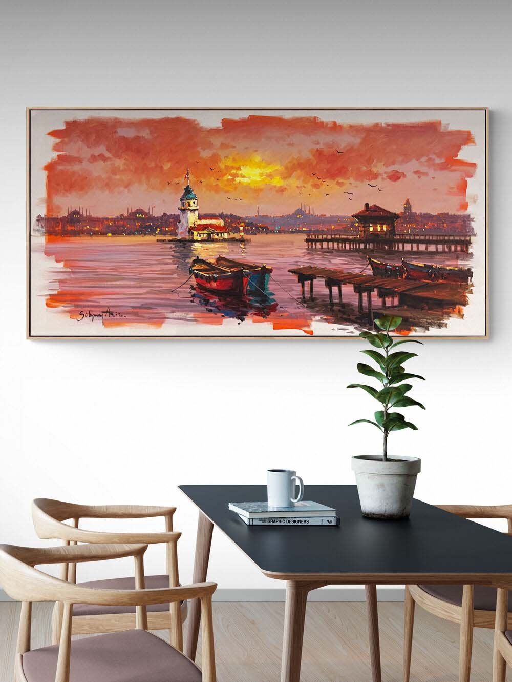 Denizin Ortasında Bir Kule Yağlı Boya Tablosu