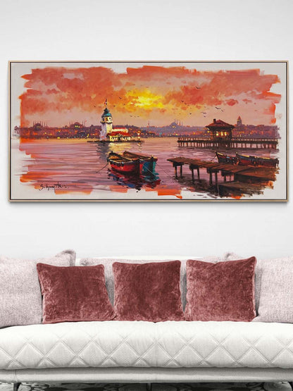 Denizin Ortasında Bir Kule Yağlı Boya Tablosu