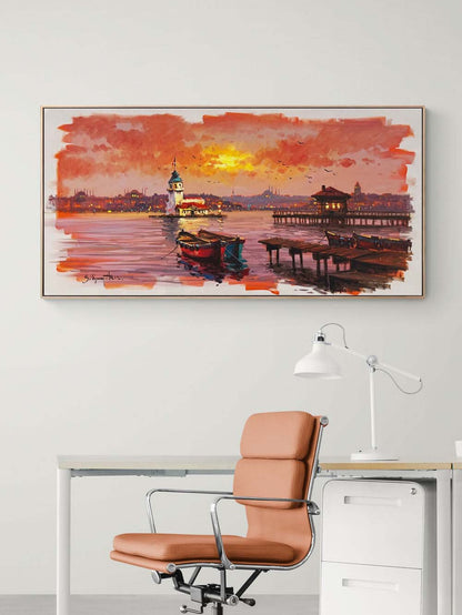 Denizin Ortasında Bir Kule Yağlı Boya Tablosu