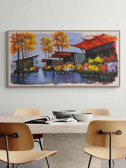 Çiçekçilerin Sokağı Yağlı Boya Tablosu