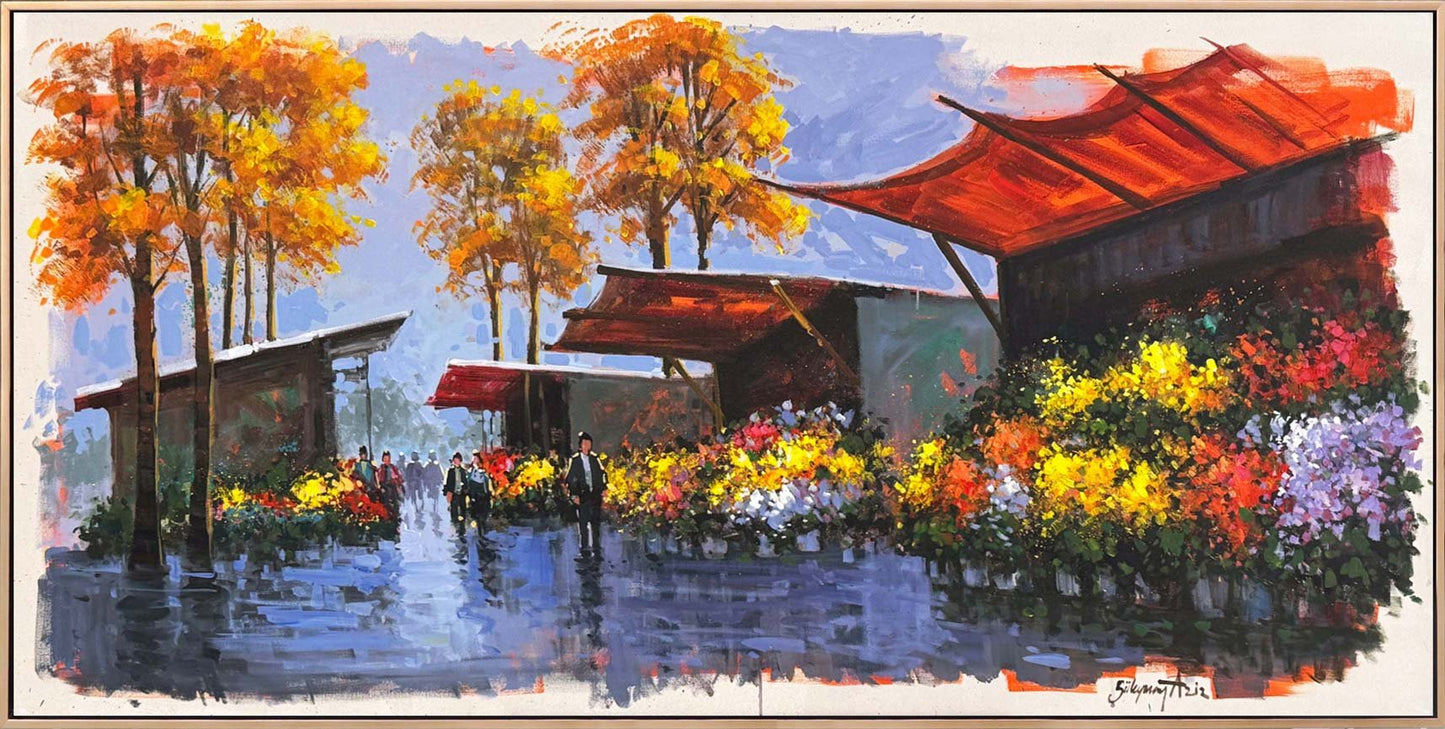 Çiçekçilerin Sokağı Yağlı Boya Tablosu