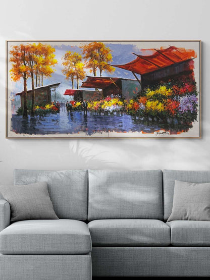 Çiçekçilerin Sokağı Yağlı Boya Tablosu