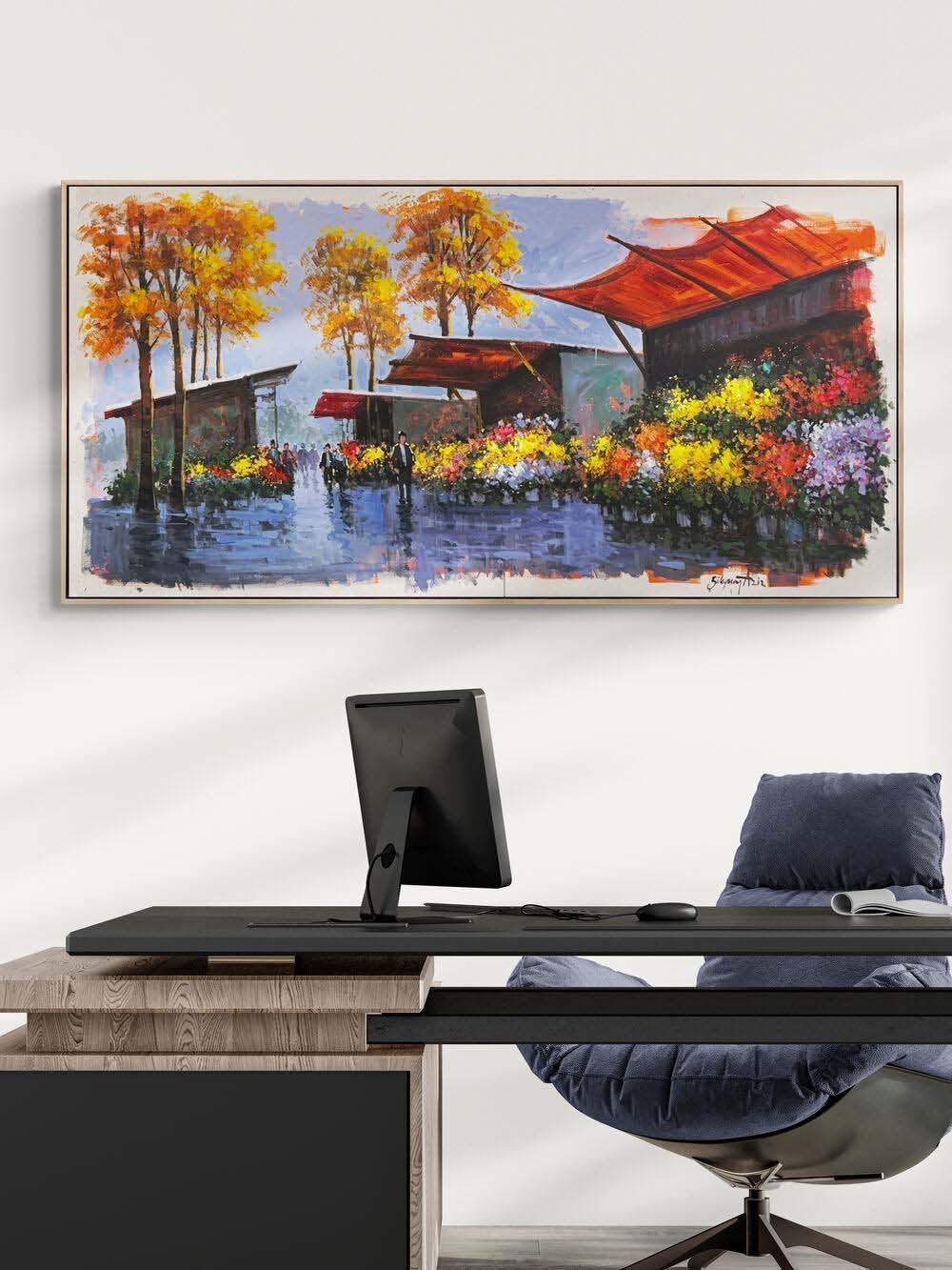 Çiçekçilerin Sokağı Yağlı Boya Tablosu