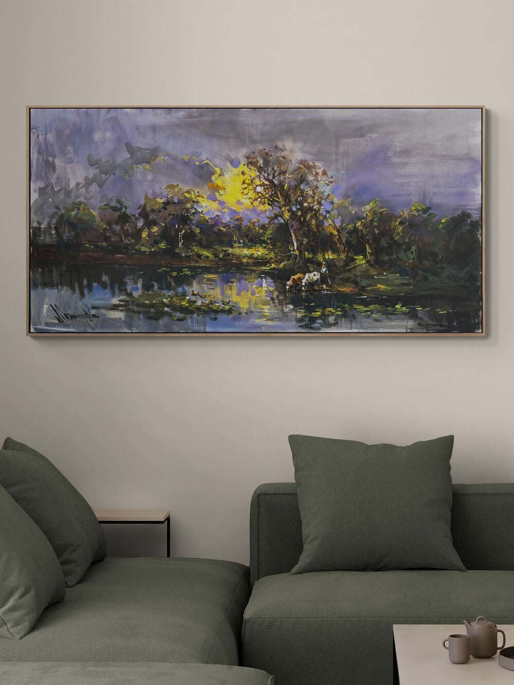 Gölde Bir Akşam Yağlı Boya Tablosu