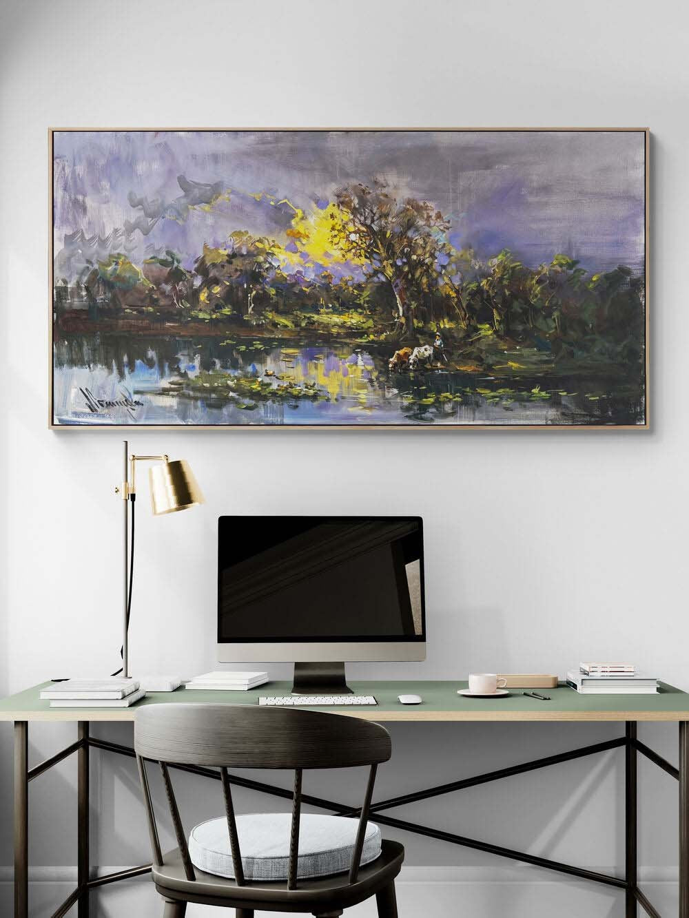 Gölde Bir Akşam Yağlı Boya Tablosu