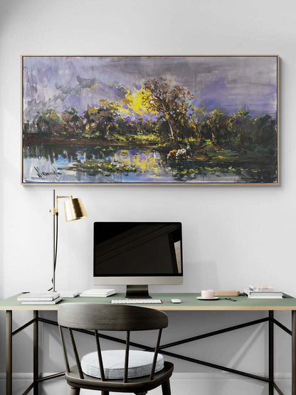 Gölde Bir Akşam Yağlı Boya Tablosu