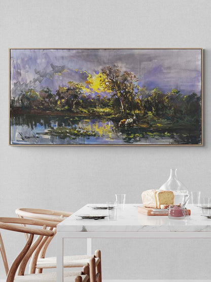 Gölde Bir Akşam Yağlı Boya Tablosu