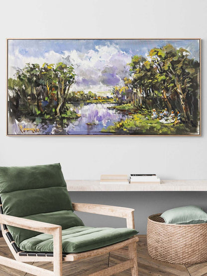 Yeşilin Kucağında Piknik Yağlı Boya Tablosu