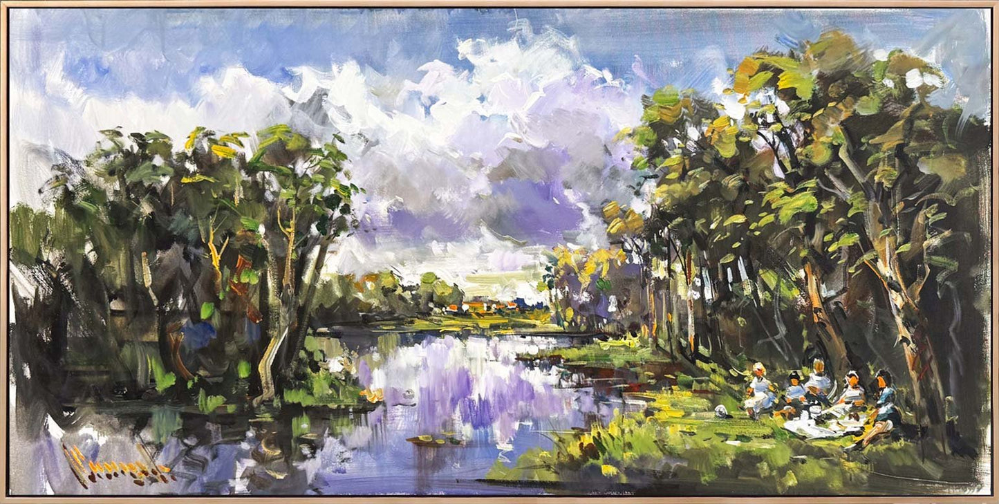 Yeşilin Kucağında Piknik Yağlı Boya Tablosu