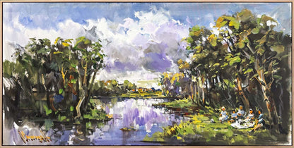 Yeşilin Kucağında Piknik Yağlı Boya Tablosu