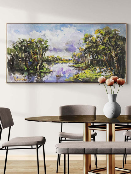 Yeşilin Kucağında Piknik Yağlı Boya Tablosu