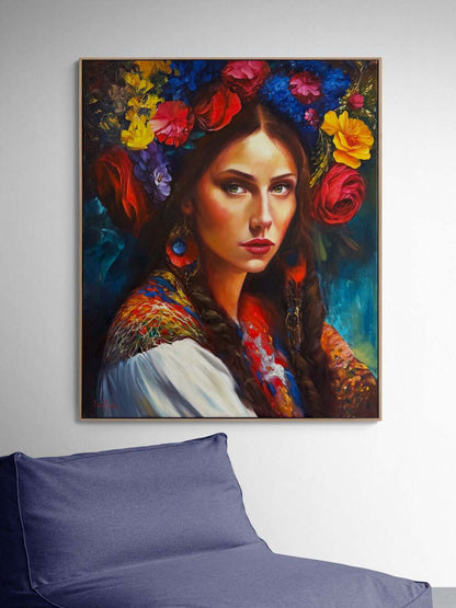 Çiçeklerden Taç Yağlı Boya Tablosu