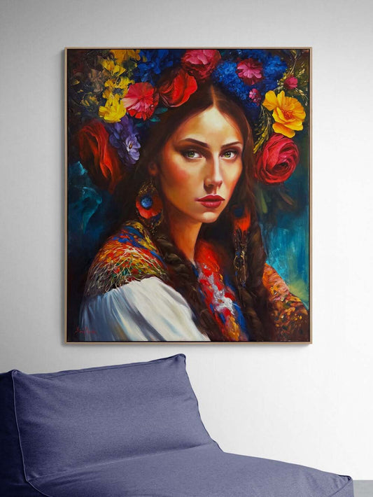 Çiçeklerden Taç Yağlı Boya Tablosu