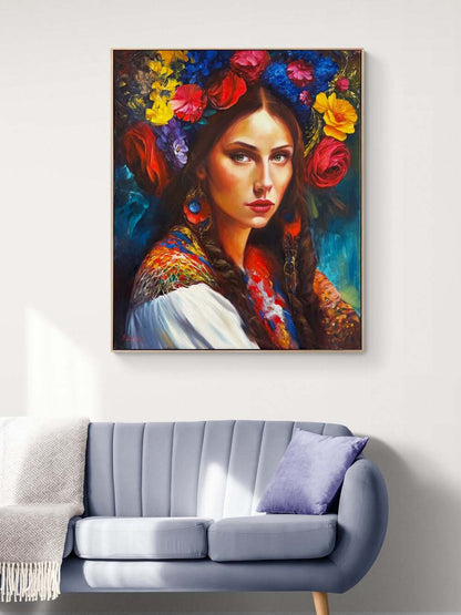 Çiçeklerden Taç Yağlı Boya Tablosu