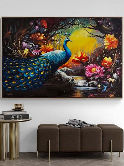 Tavus Kuşunun Gölgesinde Yağlı Boya Tablosu