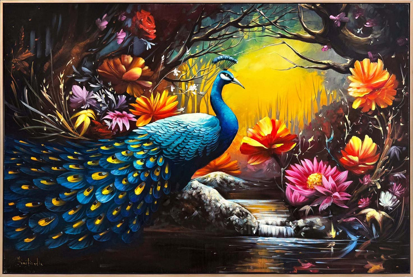 Tavus Kuşunun Gölgesinde Yağlı Boya Tablosu