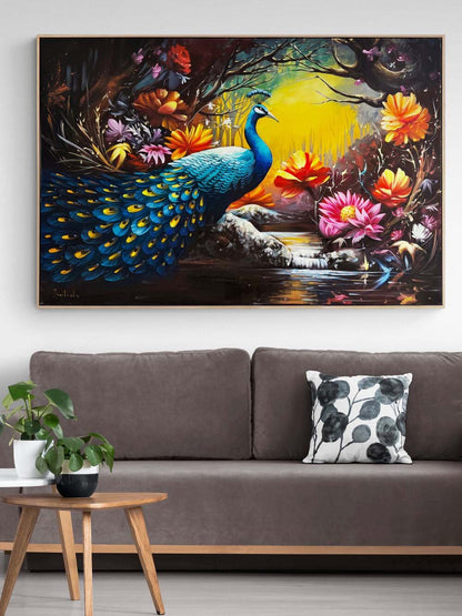 Tavus Kuşunun Gölgesinde Yağlı Boya Tablosu