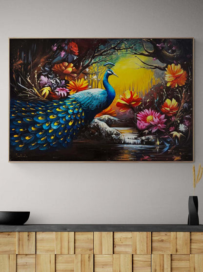 Tavus Kuşunun Gölgesinde Yağlı Boya Tablosu